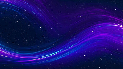 Digital Abstract Cosmic Image with Swirling Light Patterns in Blue, Purple, and Pink - Starry Background and Fluid Motion