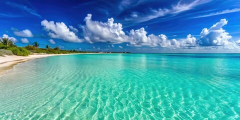 Crystal clear turquoise waters of Grace Bay Beach, Turks and Caicos , Tropical paradise, white sand