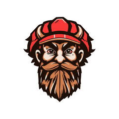 lumberjack mascot logo design vector with modern illustration concept style for badge, emblem and t shirt printing. Beard Men Beanie Hat Logo Vector, man logo mascot esport style illustration