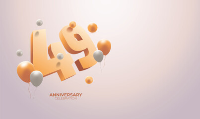 Elegant 49th Birthday or Anniversary Vector Banner with Copy Space – Ideal for Celebrating Milestones and Personalized Events