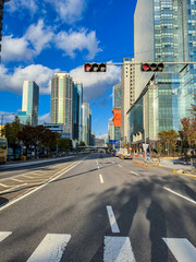 Naklejka premium Seoul, Republic of Korea. City view. City center with office buildings.