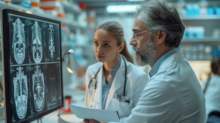 In a flurry of teamwork and technology, a medical professor and young doctor put heads together to diagnose from x-rays and treat their patient.