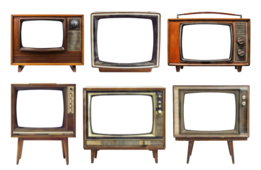 Set of retro TV boxes, cut out