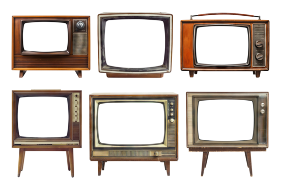 Set of retro TV boxes, cut out