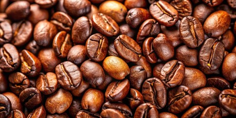 Obraz premium Close-up of coffee beans ready to be brewed, coffee, beans, macro, detail, close-up, texture, aroma, beverage, caffeine