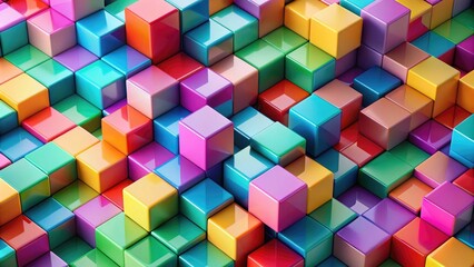 Obraz premium Abstract composition of colorful cubes in a geometric pattern, cubes, geometric, abstract, colorful, pattern, design, shapes