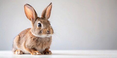Obraz premium Rabbit on background, rabbit, cute, fluffy, isolated, clear, fur, animal, pet, Easter bunny, small, white, mammal,adorable