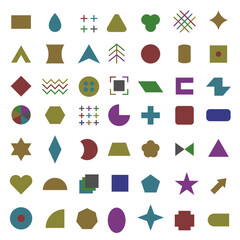 Simple geometric shapes icon collection. Color icons. A set of geometric shapes.