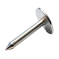 new silver metal nail top view isolated on transparent background