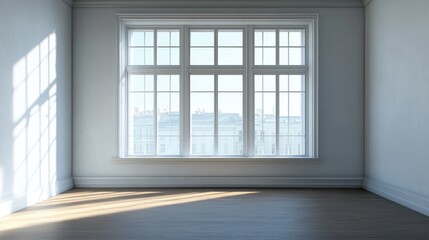 Empty interior with a window featuring 3D rendering