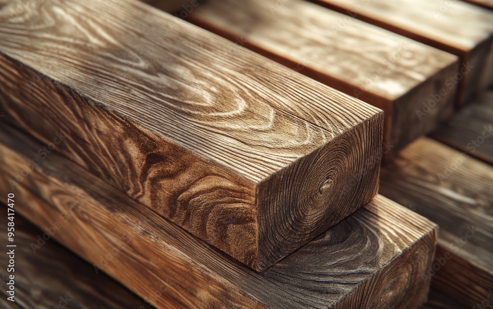 Poster closeup view of rustic wooden planks in a 3d rendering