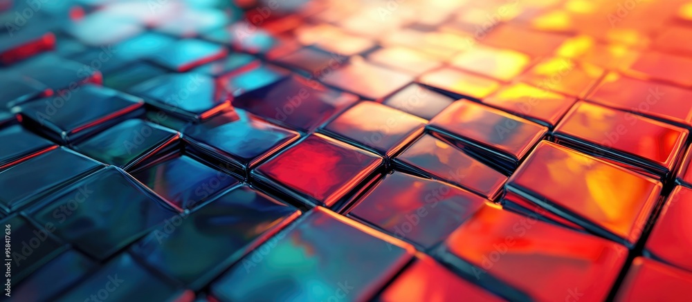 Poster 3d rendering of an abstract tiled background