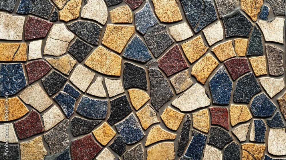 Poster 3d rendering of a ceramic mosaic fragment for use as a background