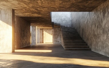 Obraz premium 3D rendering of the interior view of a ruined abandoned structure