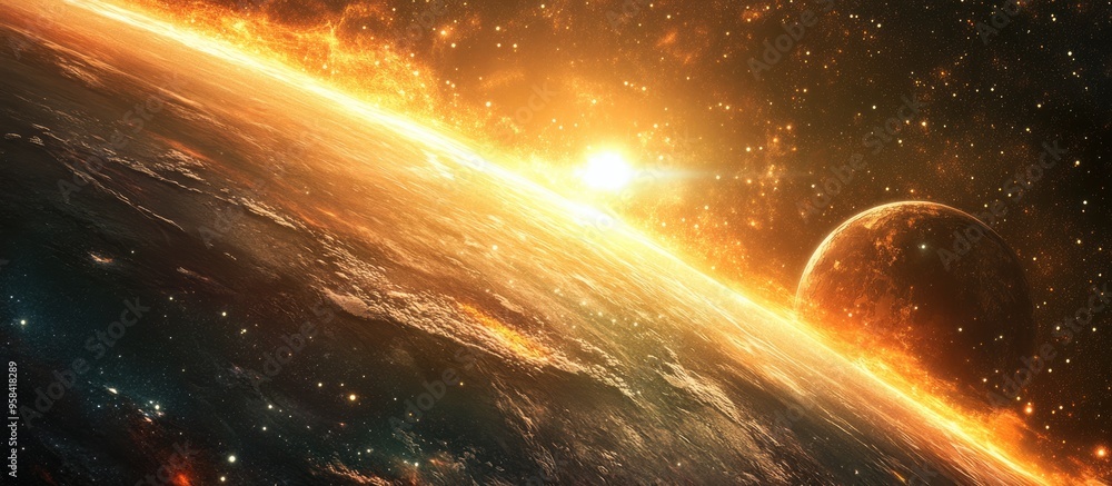 Poster deep space depicted in a 3d cartoon rendering showcasing a science fiction cosmos