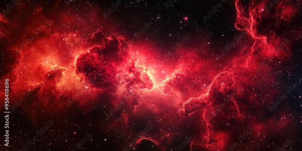 Poster red nebulae in a 3d cartoon rendering format