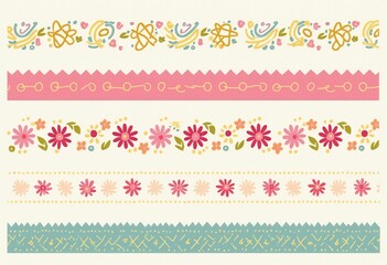 Trendy Hand-Drawn Washi Tape with Geometric Designs 