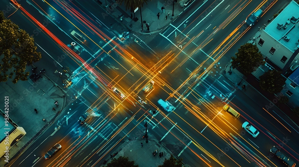 Poster automated traffic management system optimizing busy intersection flow and congestion