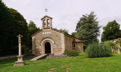 Chapelle Foujita Notre dame de la paix, intérieur peint par l'artiste franco-japonais Tsugouharu Foujita à Reims. Marne France