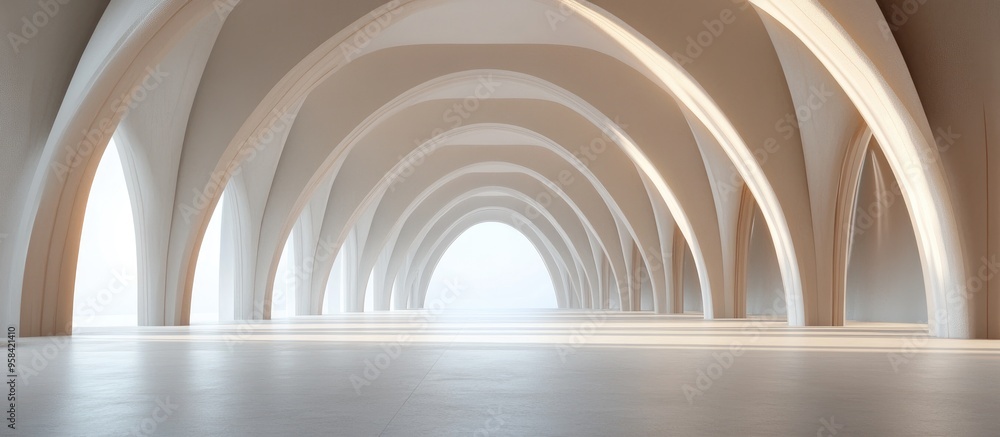 Poster abstract 3d render of an arched interior architectural design