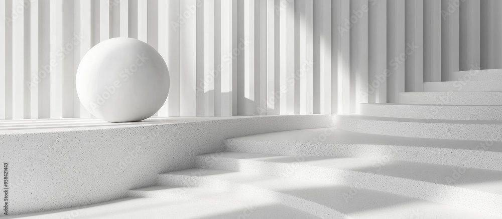 Aufkleber Abstract 3D rendering featuring geometric shapes on a white background suitable for product presentation or mockup showcasing minimalistic design with ample empty space