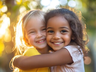 Adoption Celebration: International Families Embrace New Beginnings with Love and Hope. Diverse cultures unite, nurturing future generations.
