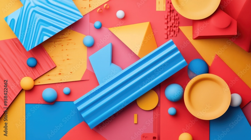 Poster Abstract Background with Modern Geometric Patterns Trendy design theme in 3D rendering
