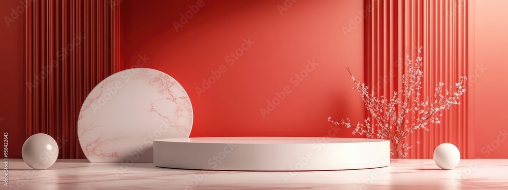 Poster 75 discount with a 3d podium display background for products
