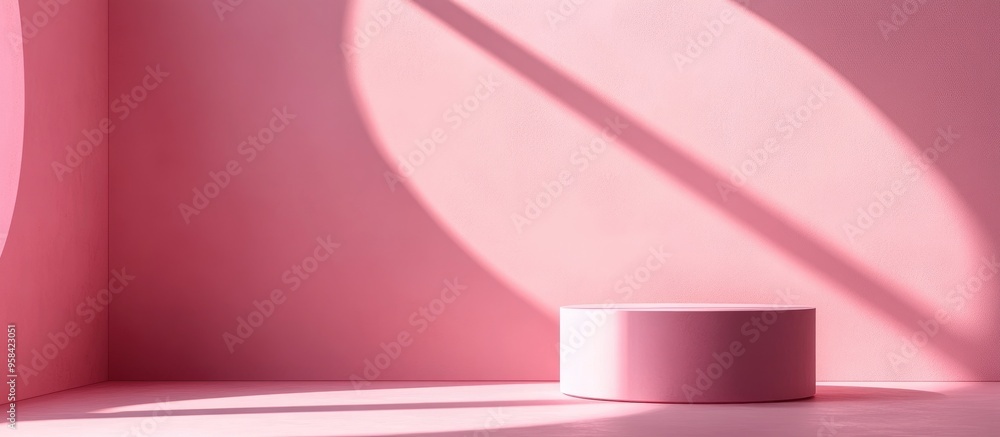 Poster abstract minimalist scene featuring a pink design for a cosmetic or product display podium in 3d ren