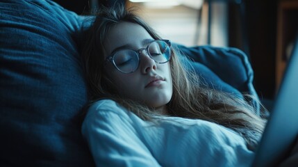 Ultimately Relaxed Girl in Bed with Her Face Blocked
