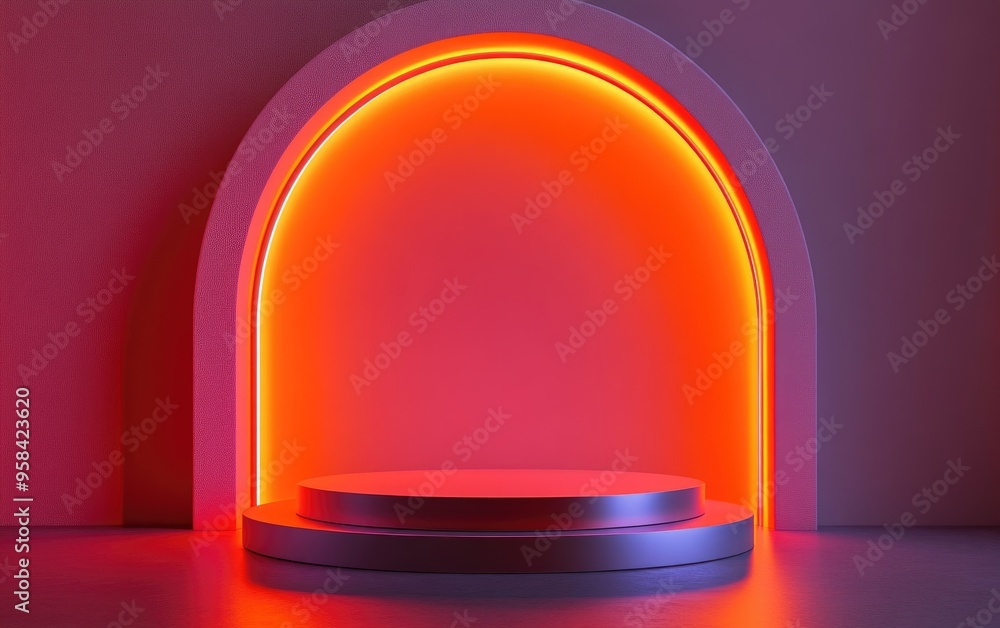 Aufkleber Elegant shiny podium in a minimalistic style for mockup presentation featuring ample copy space 3D rendered abstract background design