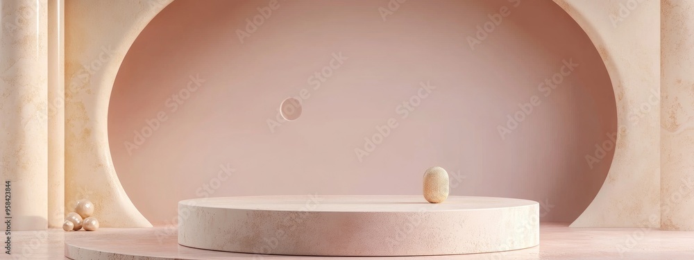 Aufkleber Abstract 3D rendering featuring a podium for product display minimalistic concept geometric backdrop and product showcase
