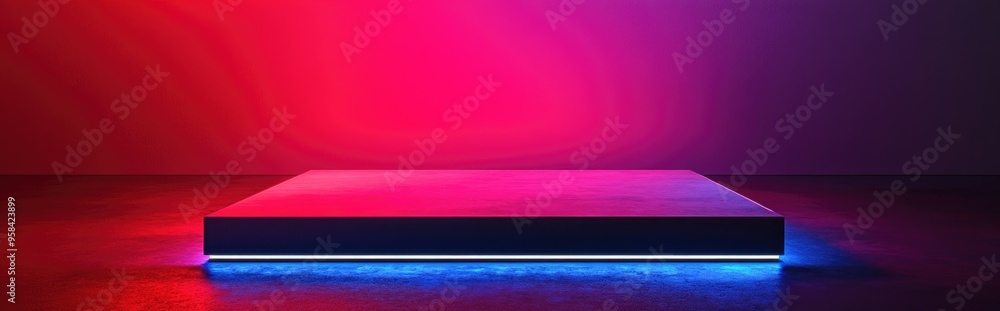 Leinwandbilder Geometric abstract background in pink featuring a square platform and frame Minimalist backdrop design suitable for product display 3D rendering