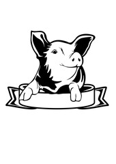 Pig | Peeking Pig | Peeking Animal | Swine Pig | Peek a Boo Pig | Farm Animal | Cute Little Pig | Farmlife | Original Illustration | Vector and Clipart | Cutfile and Stencil