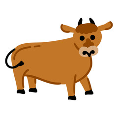 The cow isolated on white background in simple children style.