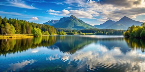 Beautiful scenic view of Mikuriga Lake with mountains in the background, nature, landscape, beauty, serene, peaceful
