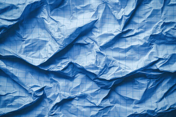 Fototapeta premium Crumpled blue checkered paper texture realistic illustration.