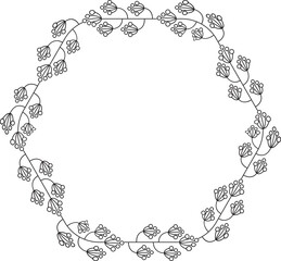 Floral Wreath Line Illustration