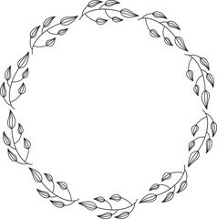 Floral Wreath Line Illustration