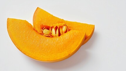 Vibrant Orange Pumpkin Slice Showing Natural Texture and Seeds