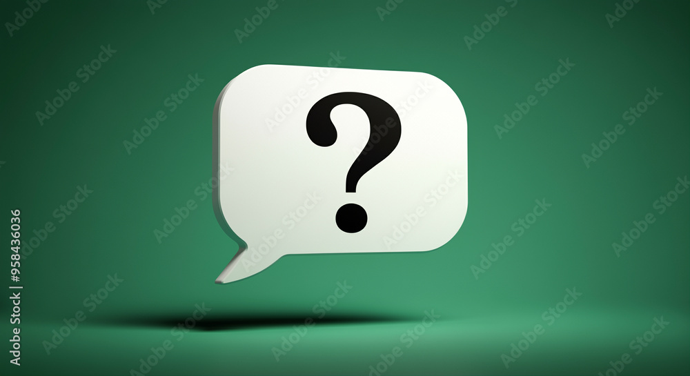 Poster speech bubble with question mark in 3d design for communication and inquiry