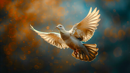 Obraz premium Winged dove with copy space, a representation of the New Testament Holy Spirit