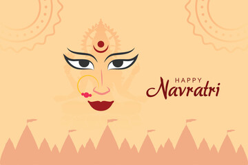 Durga Maa vector Hindu festival Happy navratri traditional banner