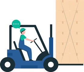 Warehouse Loader Stacking Boxes, Efficient Warehouse Operations,  PNG image. Illustration