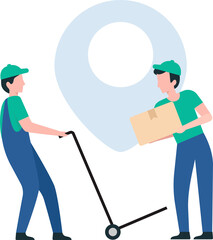 Shipping Staff Preparing Delivery Packages, Efficient Packaging Process, Logistics Operations. PNG image. Illustration