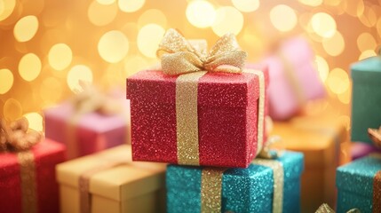 Obraz premium Christmas gift box modern gift wrapping