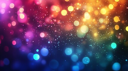 A vibrant, abstract colorful sparkle background with shimmering lights and bokeh effects, creating a festive and energetic atmosphere