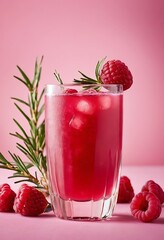 Refreshing drink Raspberry Rosemary Bliss with ice