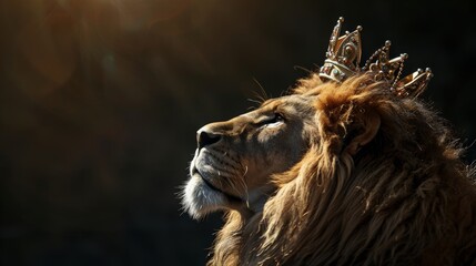 Photo of a Lion wearing a King's Crown, Jesus, Lion