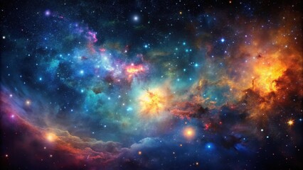 Fototapeta premium Dark night sky filled with stars and colorful nebulae, stars, nebulae, astronomy, space, galaxy, cosmos
